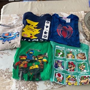 Pokémon, Mario, spider man, lego ninja shirts